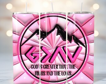 3D God is Greater Than Inflated Tumbler Wrap PNG - 3D Puff Christian 20oz Tumbler Sublimation Design - Digital Download Tumbler Wrap