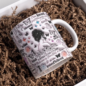 3D Inspirational Motherhood Quotes and Affirmations Inflated Mug Wrap Sublimation Design 11oz & 15oz, Puffy Mom Words Mug PNG