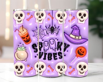3D Halloween Opgeblazen Tumbler Wrap PNG - 3D Puff Halloween 20oz Tumbler Sublimation - Skinny Tumbler Wrap - Instant Digitale Download