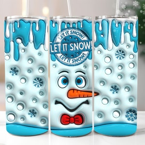 3D Seamless Let it snow Inflated Tumbler Wrap, Puffy Christmas 20oz Tumbler PNG, Snowman Sublimation Design, Instant Digital Download