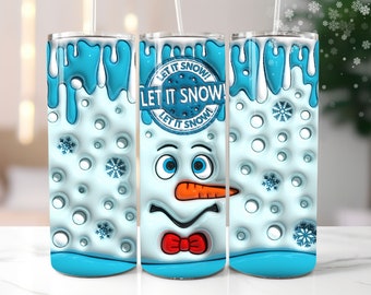 3D Seamless Let it snow Inflated Tumbler Wrap, Puffy Christmas 20oz Tumbler PNG, Snowman Sublimation Design, Instant Digital Download