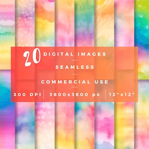 Paquete sin costuras arco iris de acuarela, arco iris de acuarela png, uso comercial, papel digital arco iris de acuarela, texturas arco iris de acuarela