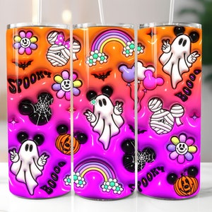 3D-Halloween-Karikatur-Geist aufgeblasene Tumbler Wrap PNG, Puff Spooky Season Tumbler Sublimationsdesign, digitaler Download, 20 Unzen Tumbler Wrap