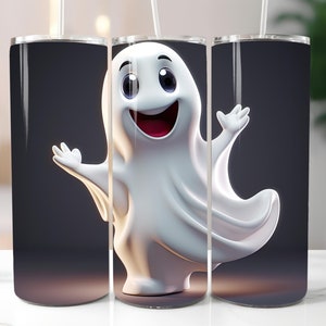 3D Halloween Ghost Tumbler Wrap, 20oz Tumbler & 30oz Tumbler, 3D Tumbler Wrap, 3D Tumbler Design, Sublimation Designs, Skinny Tumbler Wrap