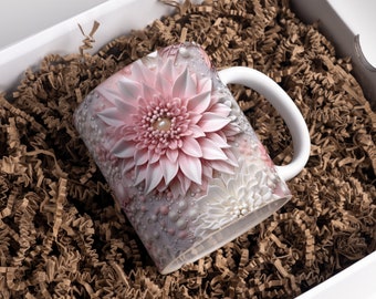 3D Blumen Becher Wrap Sublimation, Becher Vorlage Für Sublimation, 11 Unzen und 15 Unzen 3D Becher PNG Design, 3D Becher Wrap Designs, Becher Sublimation Designs