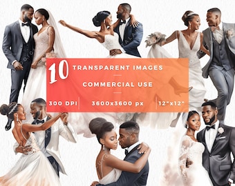 Bride and Groom Watercolor Clipart Bundle, Wedding Clipart Bride and Groom PNG, Wedding Clipart Watercolor, Digital Download, Commercial Use