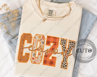 Cozy Season Plaid And Leopard T-Shirts Sweatshirts Design PNG - Digital Download