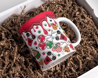 Diseño 3D para envolver tazas con motivos navideños (descarga digital)