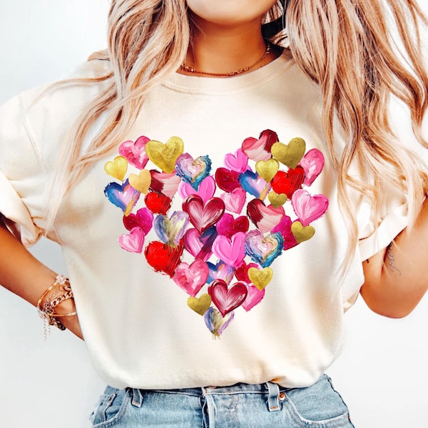 Valentine Hearts Sublimation Design | Red Pink Gold Hearts PNG | Heart Design for T-shirts Sweatshirts | Love Heart Spring Digital Download