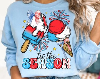 Descarga digital de helado de paleta patriótica de temporada / Diseño de sublimación del 4 de julio / Celebración del Día de la Independencia de EE. UU. PNG