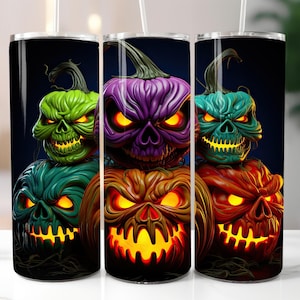3D Halloween Pumpkin Tumbler Wrap - 20oz Tumbler & 30oz Tumbler - Seamless Tumbler - Tumbler Sublimation, 3D Tumbler Design, Tumbler Wrap 3D