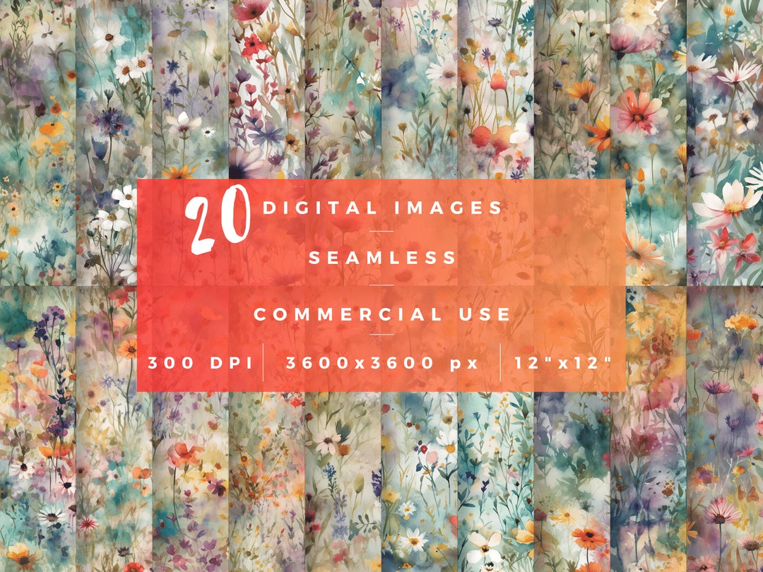 Watercolor Seamless Pattern Digital Paper PNG - Repeating Pattern ...