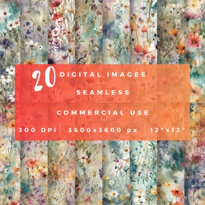 Watercolor Seamless Pattern Digital Paper PNG - Repeating Pattern - Seamless Pattern Floral - Digital Paper Pattern Floral Seamless Paper