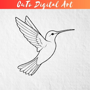Colibri en téléchargement numérique SVG et PNG, Clipart oiseau pour T-shirts, autocollants en vinyle, fichiers découpés au laser, art de la sublimation et designs de tasse