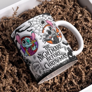 Puffy The Nightmare Before Mug Wrap Design 11oz & 15oz,  3D Halloween Movie Character Inflated Mug PNG Sublimation Design, Digital Download