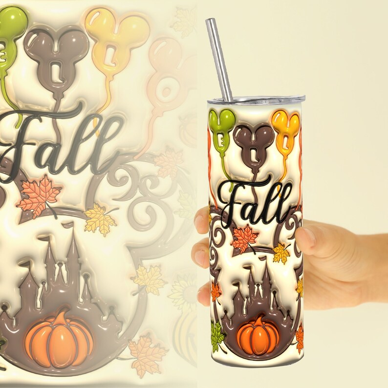 3D Inflated Cartoon Fall Tumbler Wrap PNG - 3D Puff Autumn 20oz Skinny ...