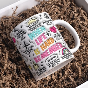 3D Inflated When Life is Hard Remember Mug Wrap Sublimation Design 11oz & 15oz, 3D Puffy Retro Christian Mug PNG, Sublimation Mug Template