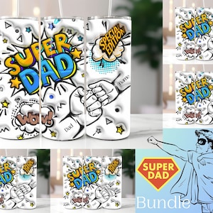 Envoltorio inflable personalizado para vaso con manos de súper papá y bebé, envoltorio inflable para el Día del Padre de 20 oz, diseño de sublimación para el embarazo de padre e hijo.