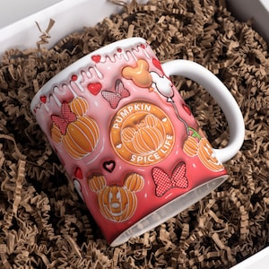 3D-Kürbis-Karikatur aufgeblasene Becherverpackungs-Sublimationsdesign 11 Unze und 15 Unze, Hauch-Gewürz-Lebensbecher-Sublimationsdesigns PNG, Becherschablonen-Sublimation