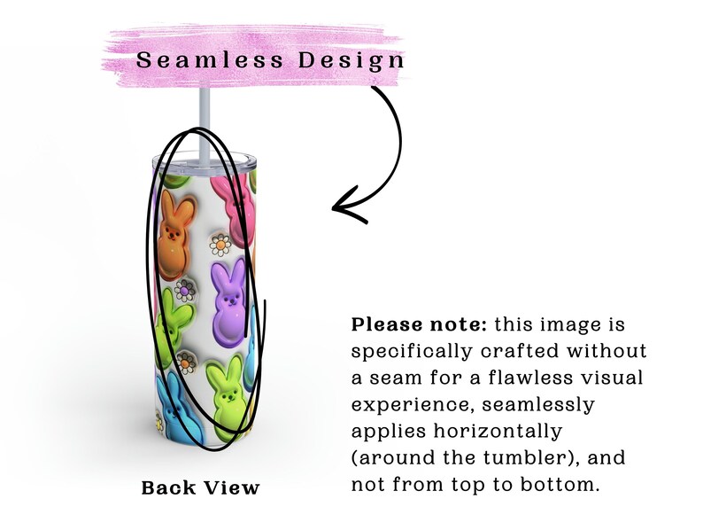 K&ouml;nnte beinhalten: Ein wei&szlig;er Becher mit einem nahtlosen Design mit bunten Peeps Marshmallow-K&uuml;ken. Das Design verl&auml;uft horizontal um den Becher und erzeugt ein durchgehendes Muster.