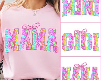 Neon Easter Mama PNG, Colorful Bundle Mama Gigi Mini Nana T-shirt PNG, Coquette Easter PNG, Peeps Sublimation Shirt design, Digital Download
