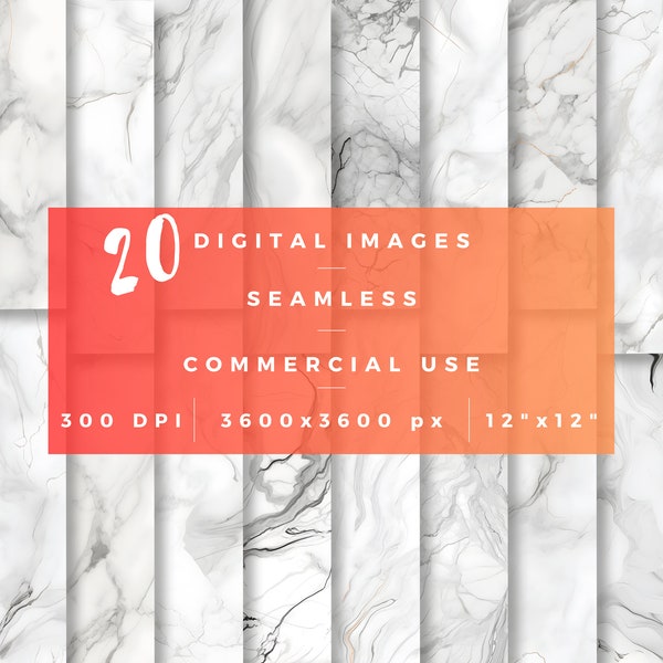 White Grey Marble Seamless Bundle, White Grey Marble png graphic, Commercial Use, White Marble Digital Paper, Seamless White Marble Textures