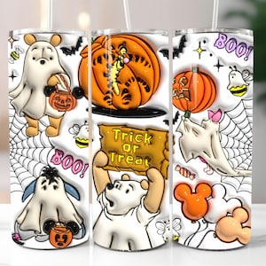 3D Cartoon Süßes oder Saures aufgeblasene Tumbler Wrap PNG, Puffy Halloween Digital Design, Gruselige Saison 20oz Tumble Sublimation Sofortiger Download