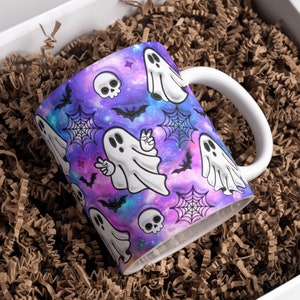3D Halloween Ghosts Inflated Mug Wrap Sublimation Design 11oz & 15oz, Puffy Spooky Ghost Mug PNG Sublimation Design, Digital Download