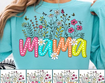 Floral Summer Mama Bundle PNG, Retro Colorful Mimi Nana Gigi PNG, Preppy Mini Sublimation Design, Trending Summer  PNG, Digital Download