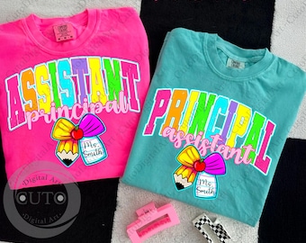 Assistant Principal & Principal Assistant T-Shirt Design Bundle - Rainbow School Staff Apparel PNG Digital Download