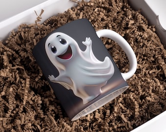 Tazza fantasma 3D, disegno a sublimazione dell’involucro, 11 once e 15 once, tazza 3D di Halloween spettrale, disegno a sublimazione PNG, download digitale istantaneo
