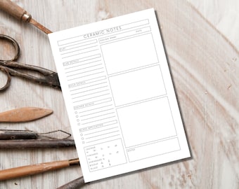 Handbuilding Pottery Journal, Tools For Potters, Clay Pottery Planner, Ceramic Log, Handbuilding Printable Clay Template