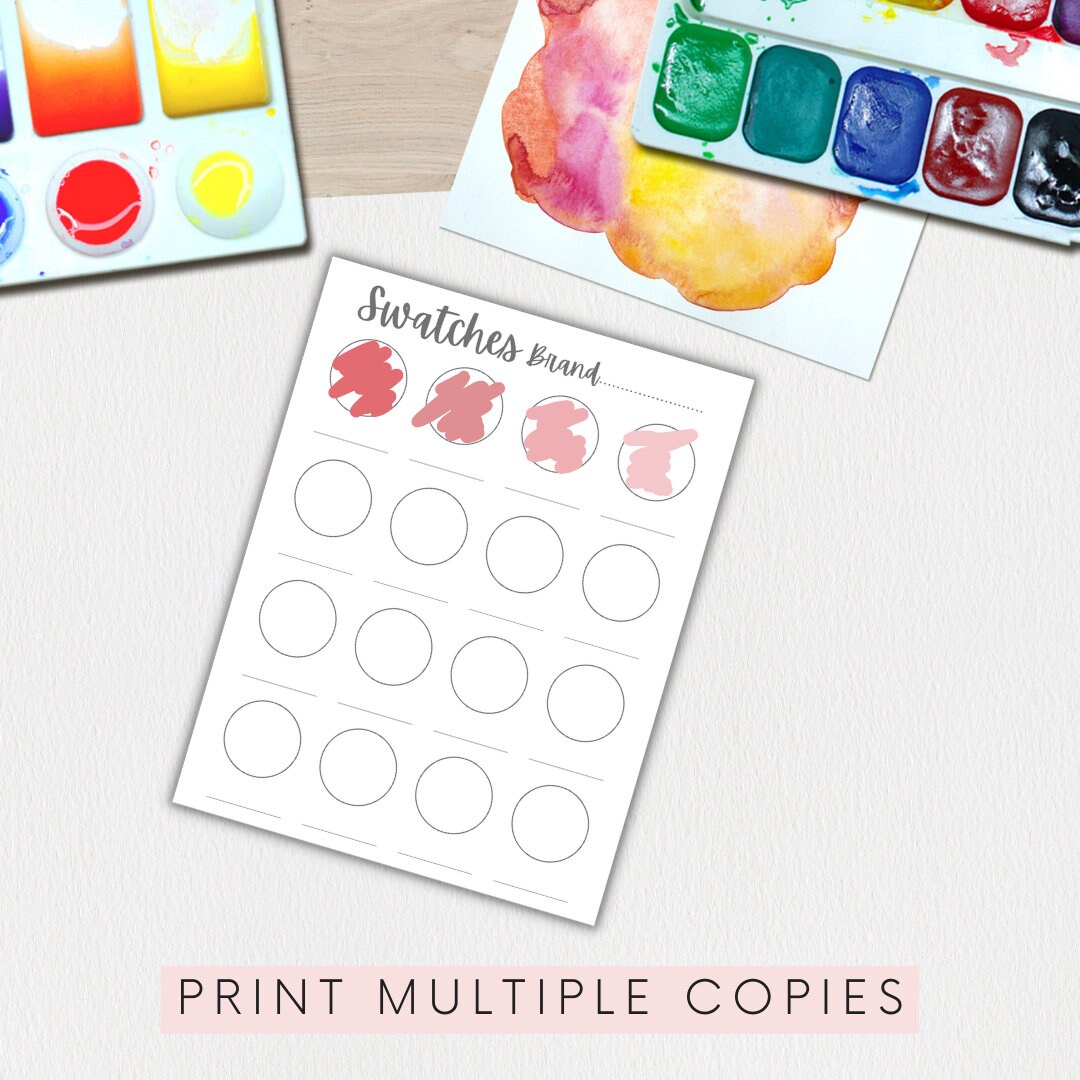 Coloring Paint Swatches Printable Chart, Marker Swatch PDF Page ...