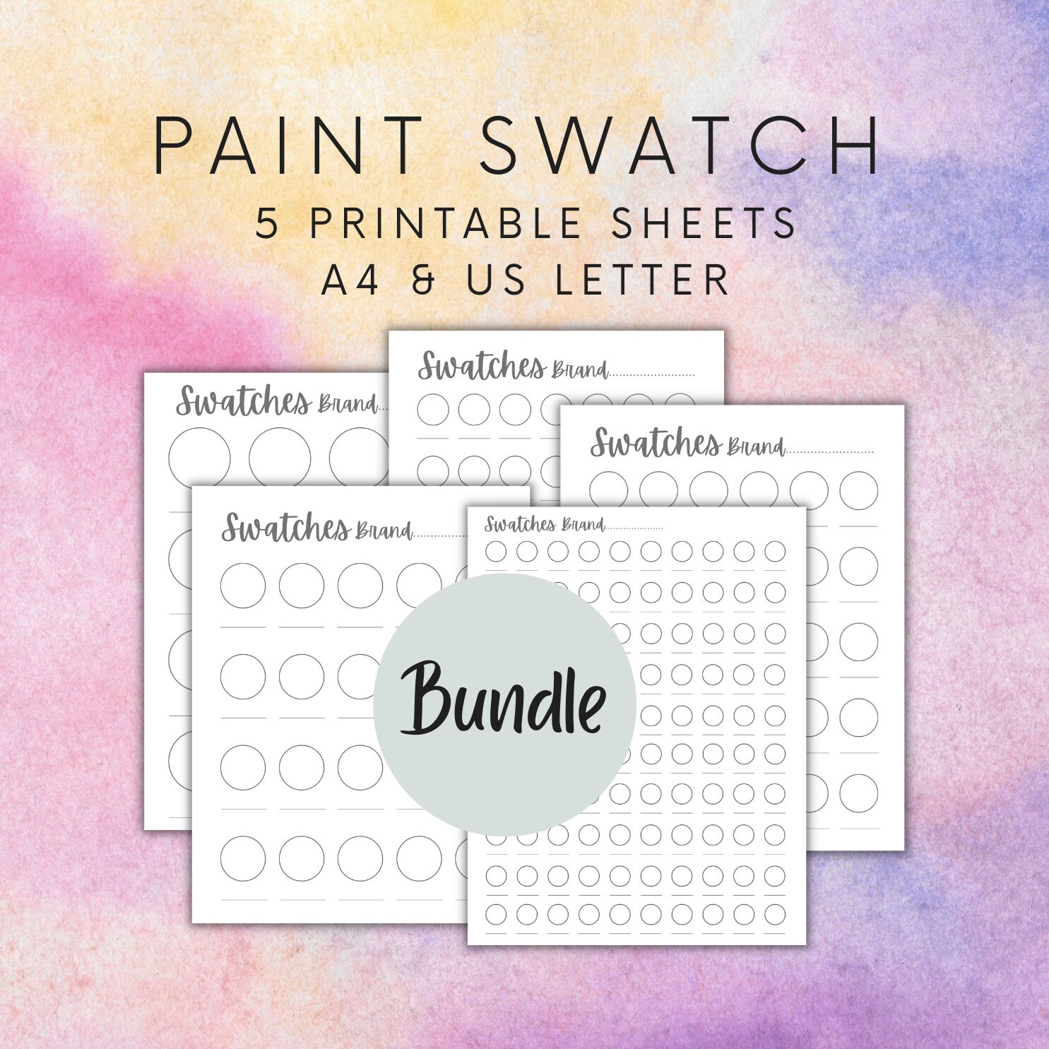 Coloring Paint Swatches Printable Chart, Marker Swatch PDF Page ...