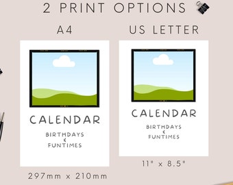 Personalized Birthday Month Calendar Template, Custom Family Photo Album, Customized Last Minute Gift, Edit in Canva, Perpetual Printable