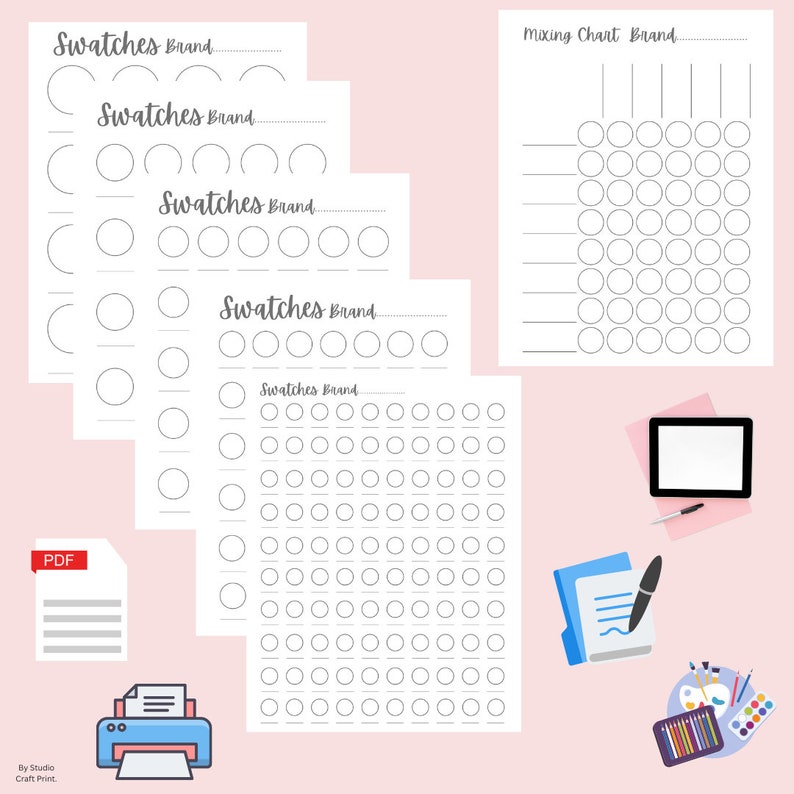 Coloring Paint Swatches Printable Chart, Marker Swatch PDF Page ...
