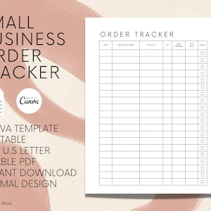Editable Order Tracker, Minimalist Small Business Order Tracking, Canva Link, Printable and Fillable, Track My Order Log A4, US Letter