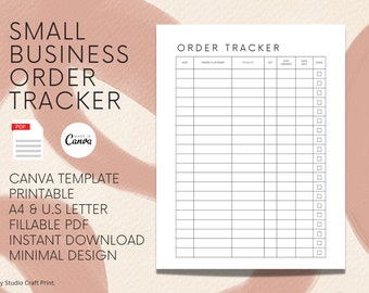 Editable Order Tracker, Minimalist Small Business Order Tracking, Canva Link, Printable and Fillable, Track My Order Log A4, US Letter