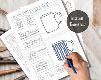 Pottery Journal, Pottery Log Planner, Ceramic Templates, Last Minute Gift For Mum, Make Your Own Pot, Tools For Potters, Pottery Kit.