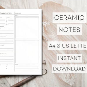 Pottery Journal, Ceramic Notes A4 & US Letter, Tools For Potters, Pottery Kit, Ceramic Tools, Potters Journal, Clay Project.