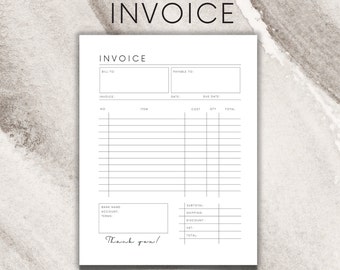 InvoiceTemplate Editable, Invoice Template Download PDF, Canva, Crafter Printable Form PDF, A4 US Letter, Boho Small Business Template