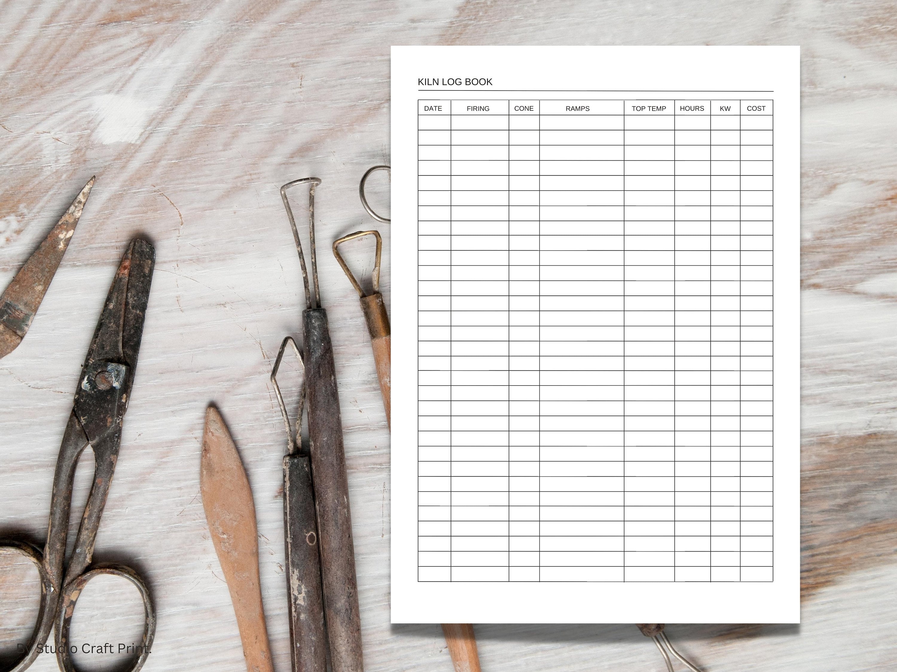 Printable Kiln Log, Pottery Sketchbook, Digital Pottery Planner, Craft