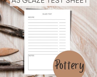 Glaze Test Sheet, Pottery Log Planner Workbook, Tools For Potters, Ceramic Notebook, Downloadable Clay Record Template, Kiln, Glazing