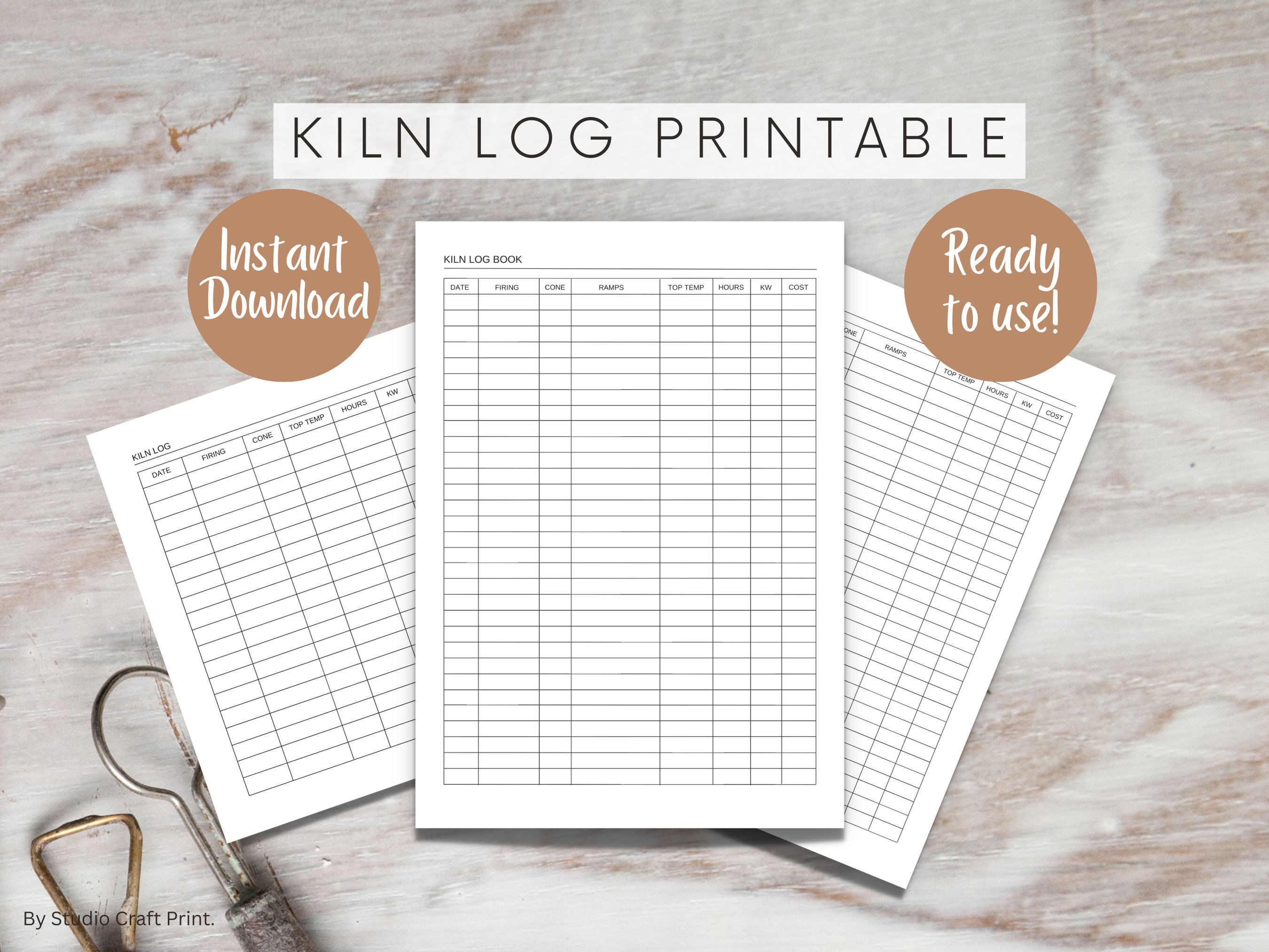 Printable Kiln Log, Pottery Sketchbook, Digital Pottery Planner, Craft
