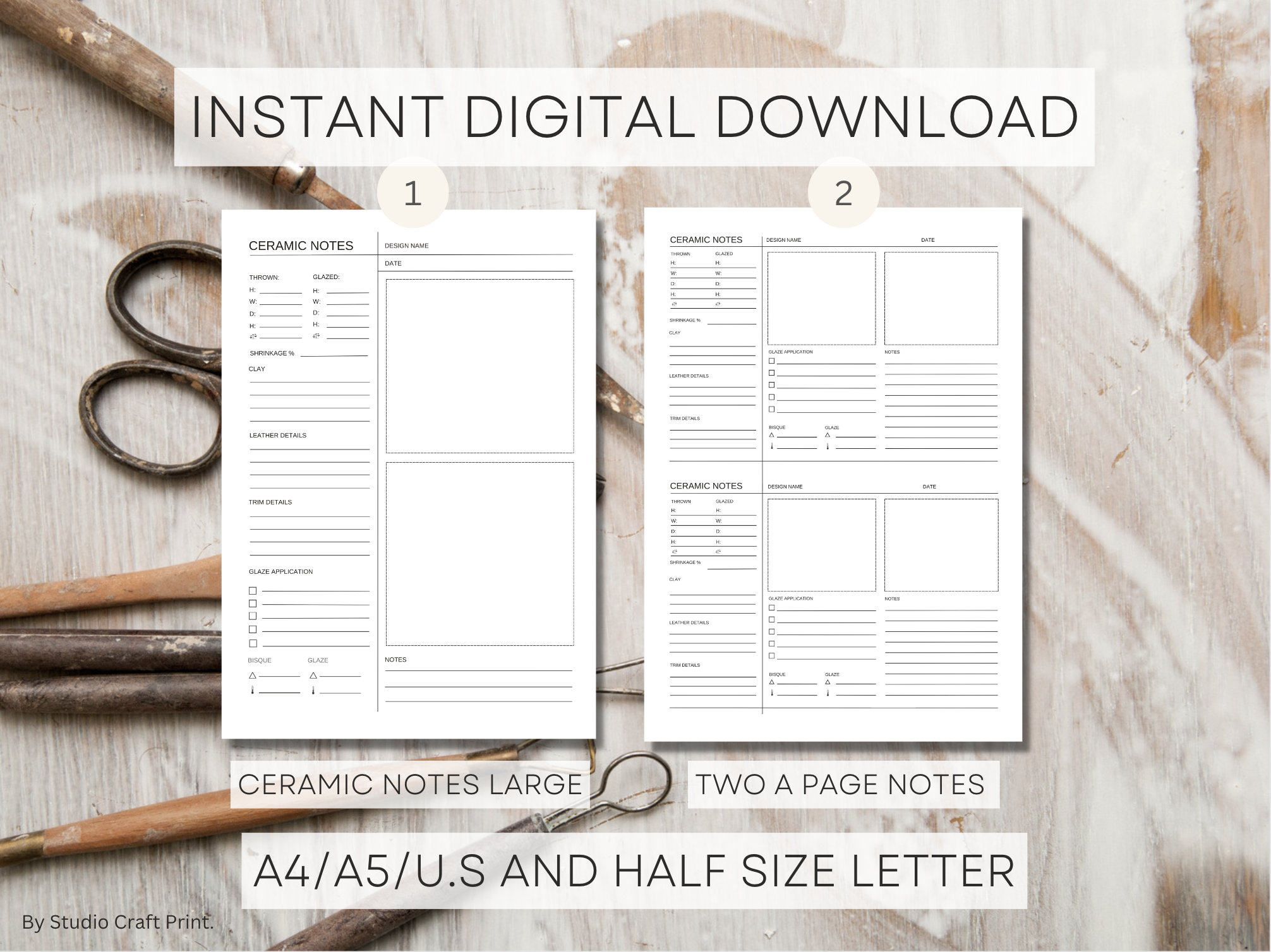 Ceramic Notes for Potters Pottery Planner Template Ceramic Etsy