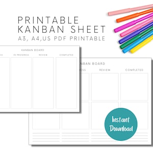 Printable A4 Kanban Board Template, Brain Dump Project, Japanese Mind Planner PDF, Time Management Planner Board, Productivity Guide