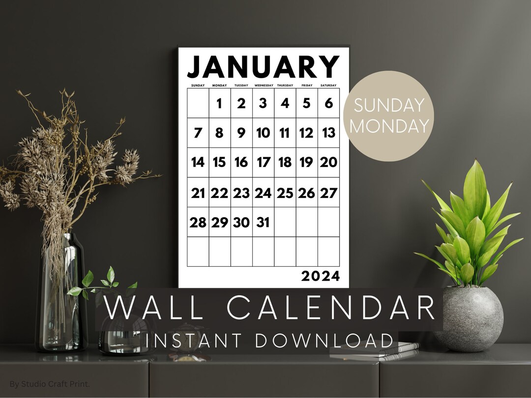 2024 Wall Calendar A3 Modern Wall Calendar Preppy Calendar Etsy