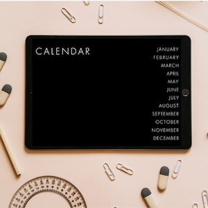 Monthly Blackout Calendar Goodnotes, Digital, Dark mode, Plain Diary, Blank Desk Calendar, Teacher Calendar, Preppy Calendar, Goth Calendar
