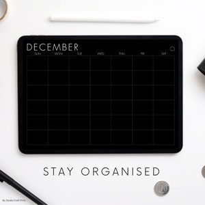 Undated Hyperlinked Planner | Minimalist Digital Monthly Planner | Undated Digital Calendar, Dark Academia Digital Planners Ipad Notability