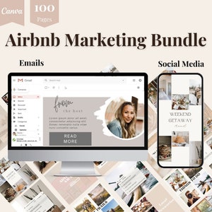 Airbnb Marketing Bundle | 100 Editable Pages | Email + Social Media Templates